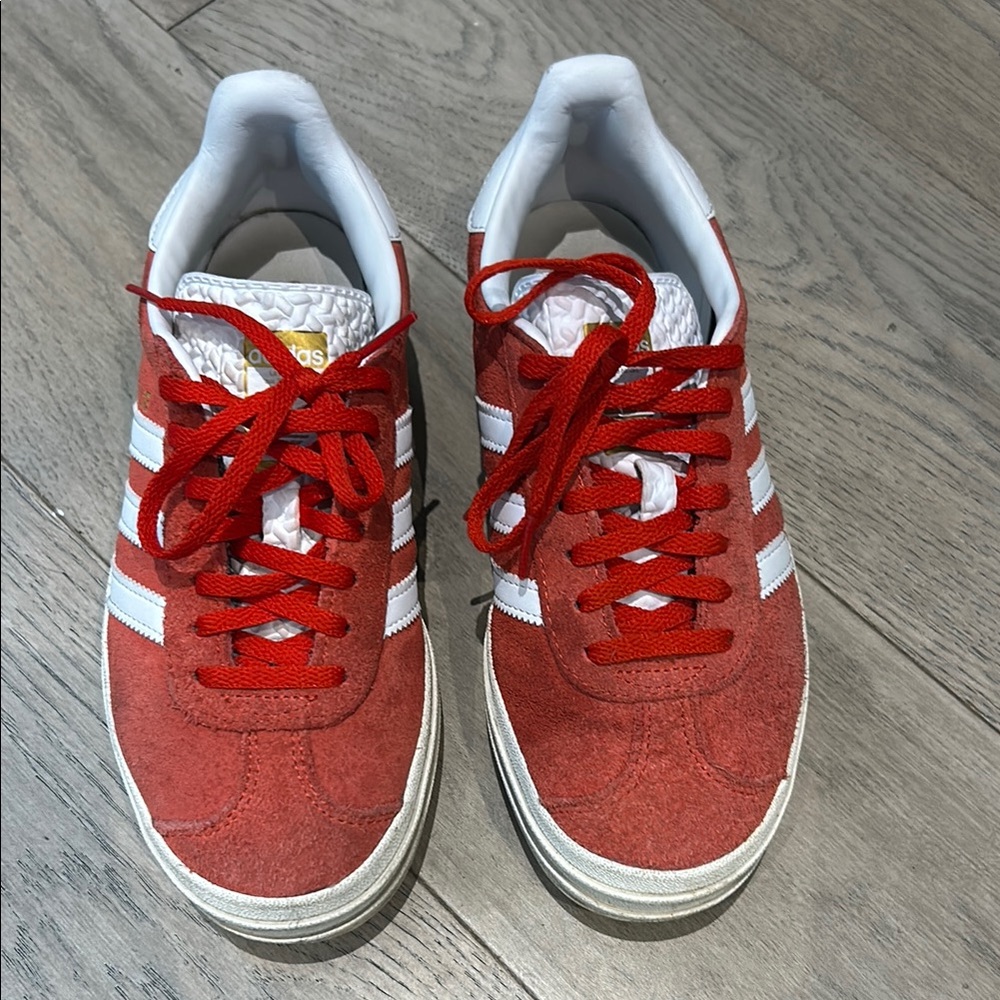 adidas Red Sneakers with White Stripes and Soft Suede Upper